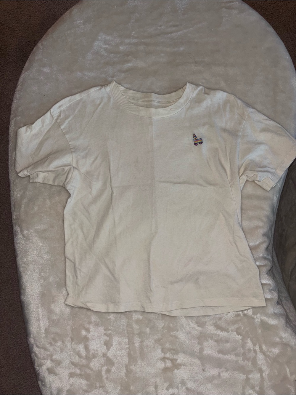 American Age Cream Short-Sleeve Tee with Small Embroidered Patch